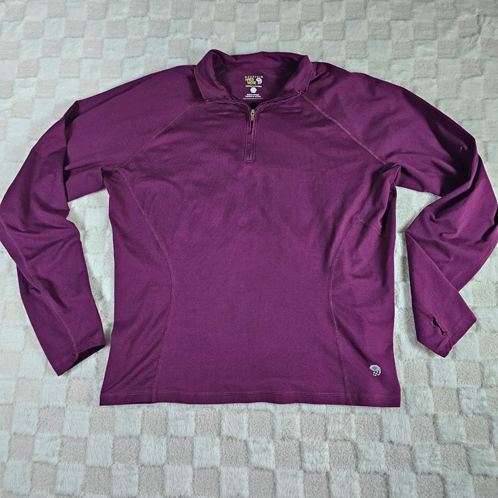 Mountain Hardwear Womens XL Purple Quarter Zip Long Sleeve Pullover Thumbholes